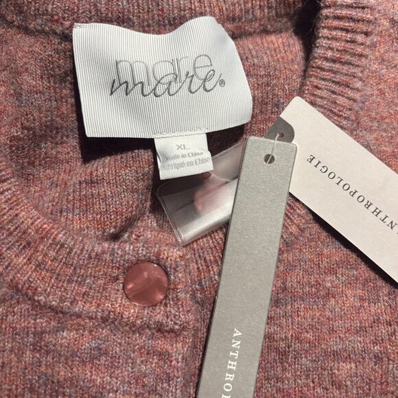 Mare Mare Anthropologie Long Sleeve Button Front Sweater Mini Dress XL Rose Pink - Picture 5 of 6